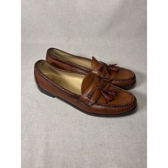 Allen Edmonds Maxfield Brown British Tan‎ Leather Tassel Loafers Men's US 13 B - Picture 1 of 8